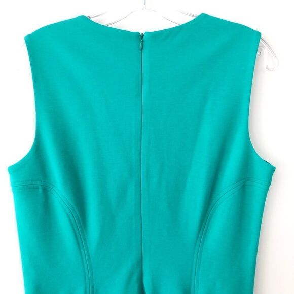 Katherine Barclay Sheath Dress With Ruffle Hem In Teal Green - Picture 6 of 9
